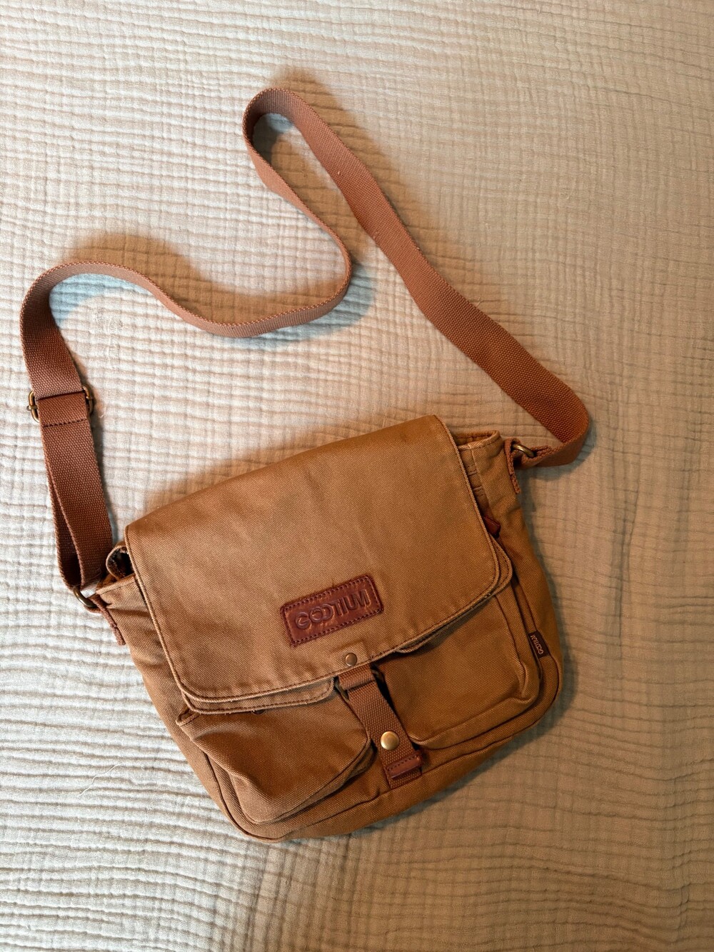 Gotium Brown Canvas Messenger Bag Crossbody Shoulder Satchel Adjustable Strap